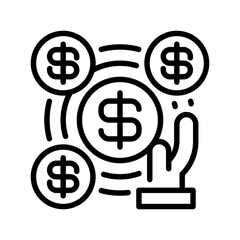 Crowdfunding Line Icon, Outline Symbol for Fundraising, Startup Capital, Business Investment, Financial Support, and Online Funding Platforms. Vector Sign Icon