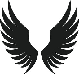 Elegant Black Angel Wings Vector – Minimalist Feathered Wing Silhouette
