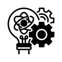 Obraz premium Research and Development Line Icon, Outline Symbol for Scientific Research, Product Improvement, Market Analysis, and Business Innovation. Vector Sign Icon