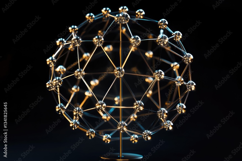 Aufkleber a spherical model showcasing interconnected nodes, representing network, connectivity, or global com