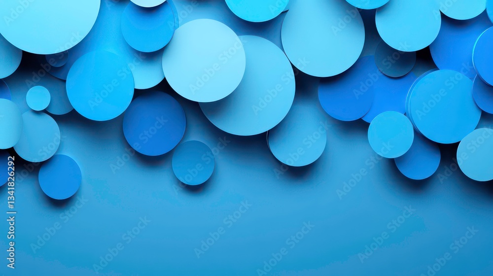 Poster abstract modern background with round shapes in blue color palette