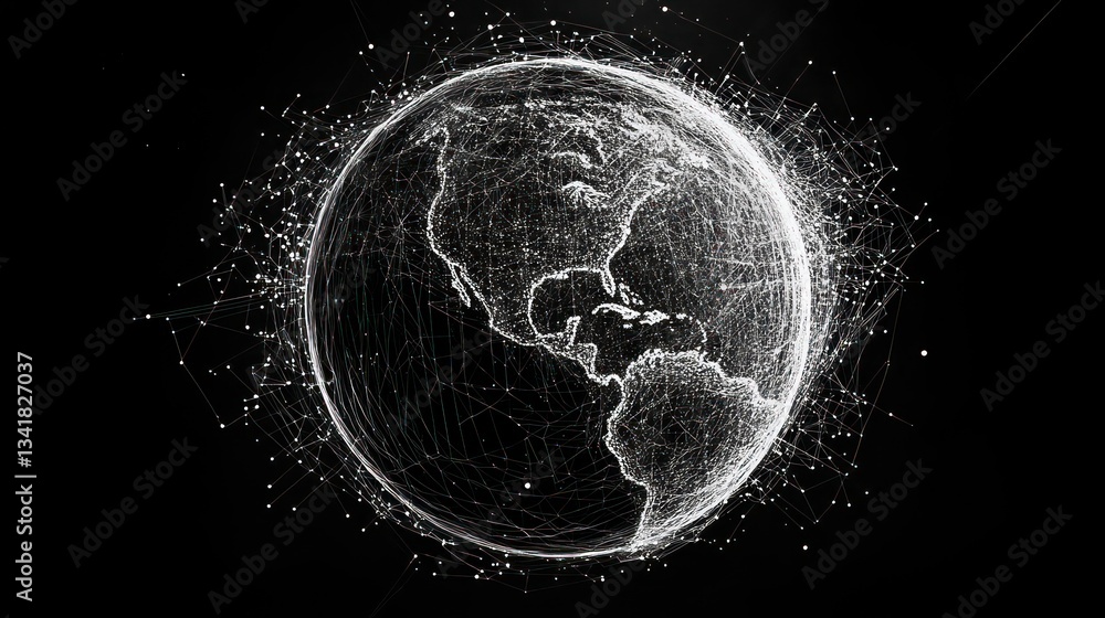 Poster abstract global technology representation with network structure
