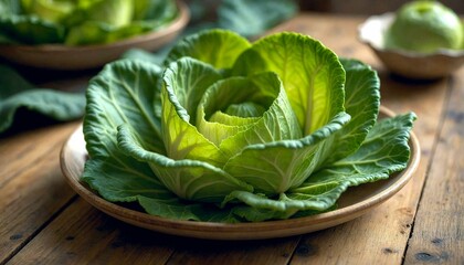 Vibrant Cabbage on Wooden Plate