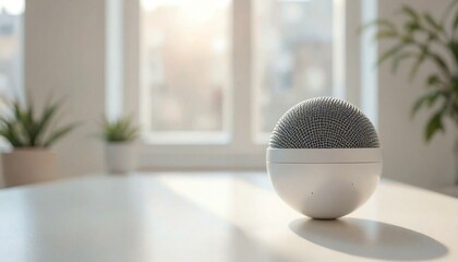 Fototapeta premium Orb Microphone in Minimalist Studio