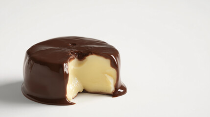 lazed curd covered with chocolate and half isolated on a white background