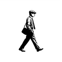 silhouette of a employee man wearing flatcap walking