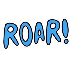 Roar lettering, blue, growl lettering