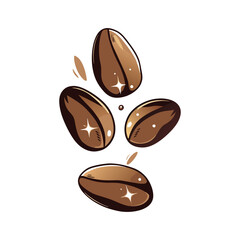 Obraz premium Shiny coffee beans vector illustration with a modern and minimal style. Perfect for cafe branding, coffee-related designs, and packaging.