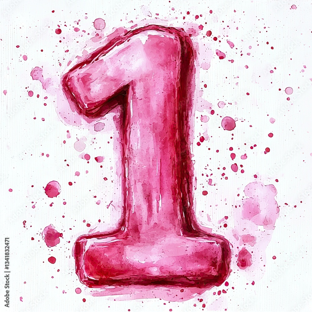 Poster dynamic art creation featuring number one abstract studio setting digital painting vibrant colors cl