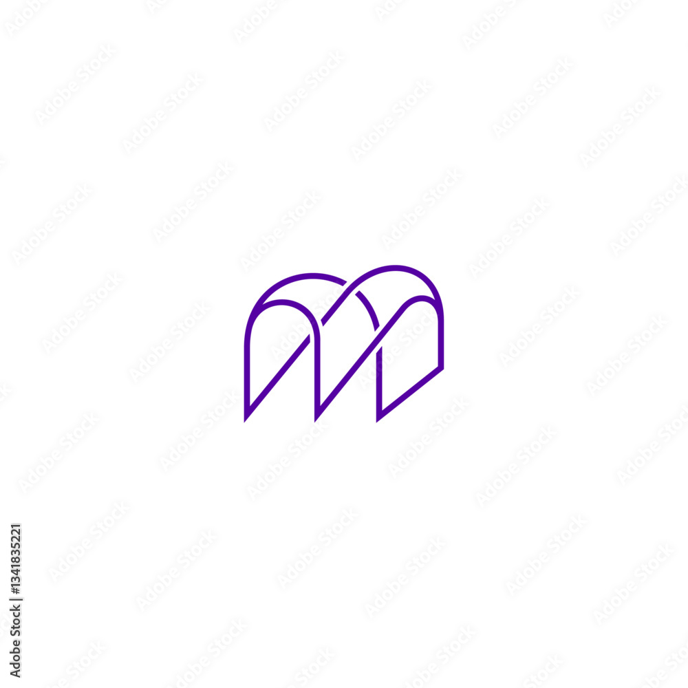Poster m logo with simple linear design style