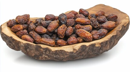 Obraz premium Dried dates in wooden bowl