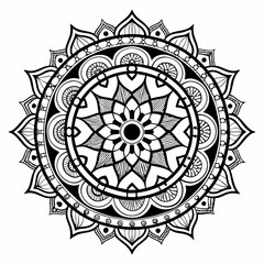 Circular pattern in the form of a mandala. Henna tatoo mandala. Mehndi style. Decorative pattern in oriental style. Coloring book page.