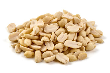 Raw Shelled Peanuts Isolated on White Background.