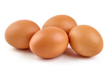Brown Chicken Eggs Isolated on White Background.