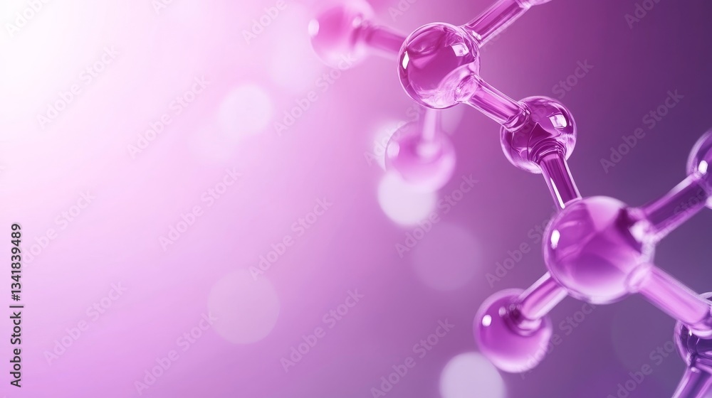 Poster abstract representation of molecular structures with soft pink background and bokeh effects