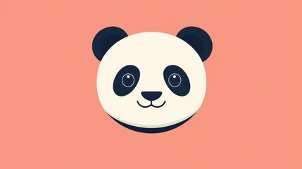 Fototapeta premium Smiling Panda Face Flat Design Illustration, Pink Background, Cute Animal Concept, Panda Icon Panda, Illustration