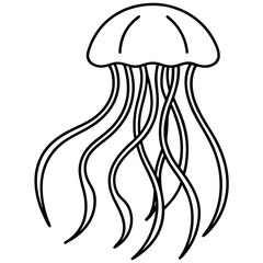 Elegant Jellyfish Outline Illustration