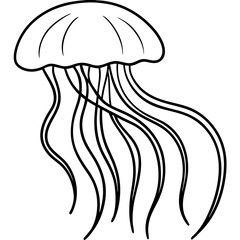 Elegant Jellyfish Outline Illustration