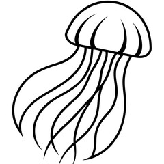 Elegant Jellyfish Outline Illustration