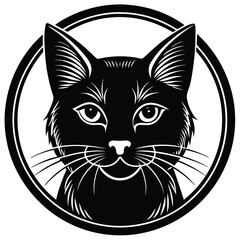Fototapeta premium black cat silhouette cat silhouette Black cat head shape icon Cute cat face illustration silhouette of a cat on a white background