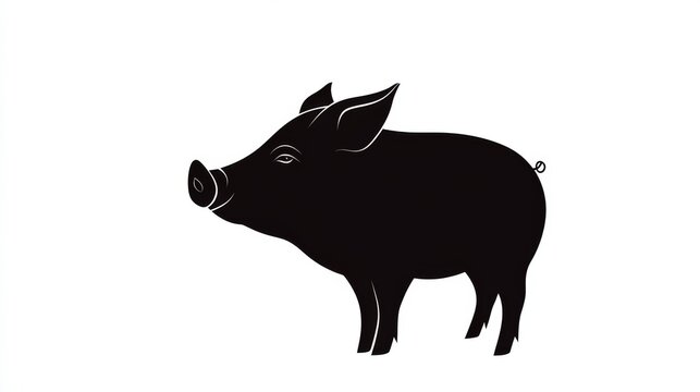 recommend clip art: Black Pig Silhouette Simple Side Profile Illustration, Farm Animal, livestock pig, silhouette