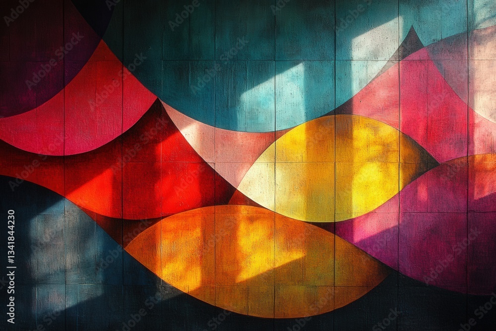 Poster intricate play of abstract shapes and shadows in a contemporary architectural staircase design featu