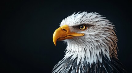 Fototapeta premium Bald Eagle Portrait Digital Painting, Close-up, Majestic Bird, Wildlife Art Bald Eagle, Digital Art