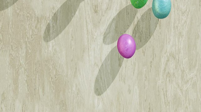 Holiday Bright Easter Eggs Falling in 4K 3D Three-Dimensional Animation Stock Video