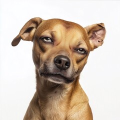 portrait of a dog with funny face as drunk