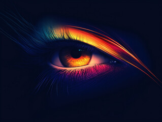 Fototapeta premium Dynamic eye close-up artistic rendering abstract environment symmetrical viewpoint exploring perception and emotion