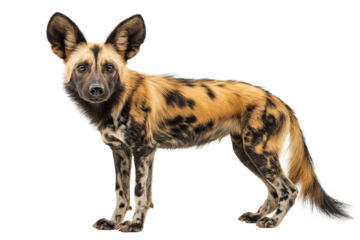 Stunning African Wild Dog (Lycaon Pictus) Isolated on Transparent Background