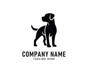 Dog Logo Design. Black Labrador Retriever Dog Silhouette, Canine Profile, Pet Logo Design