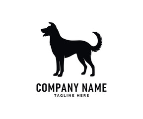 Naklejka premium Dog Logo Design. Black Dog Silhouette, Canine Profile, Animal Vector, Pet Graphic, Simple Design, Standing Pose