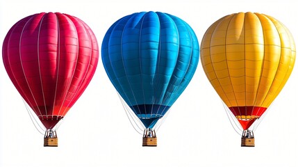 Colorful hot air balloons against white
