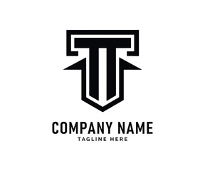 TT Monogram Logo Design. Abstract Black Geometric TT Shaped Upward Arrow Logo Design