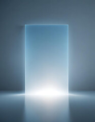 Fototapeta premium Blue frosted square frame with glowing edges
