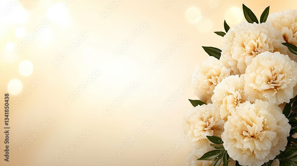 Poster beautiful arrangement of cream-colored blooms with delicate petals against a soft bokeh background i