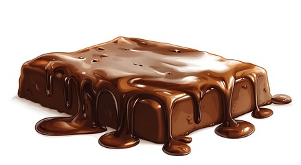 Decadent Chocolate Delight: A luscious square of rich, dark chocolate, generously drizzled with glossy, melted chocolate, an irresistable image of pure indulgence
