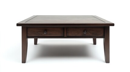 Dark wood coffee table with two drawers (1)