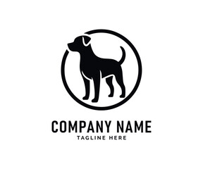 Obraz premium Dog Logo Design. Black Dog Silhouette, Canine Logo, Pet Icon, Animal Symbol, Circle Design, Breed Graphic