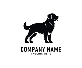 Dog Logo Design. Black Silhouette Golden Retriever Dog Breed Profile Design