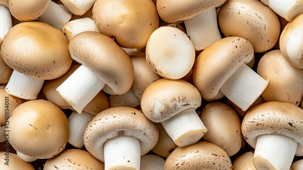 Aufkleber fresh mushrooms piled together in a vibrant display highlighting their natural colors and textures i