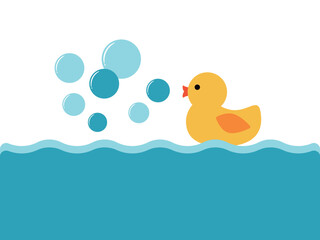 水に浮かぶアヒルのおもちゃ