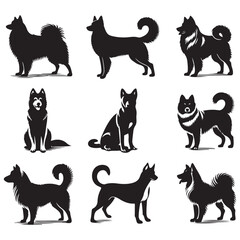 black silhouettes of dog vector
