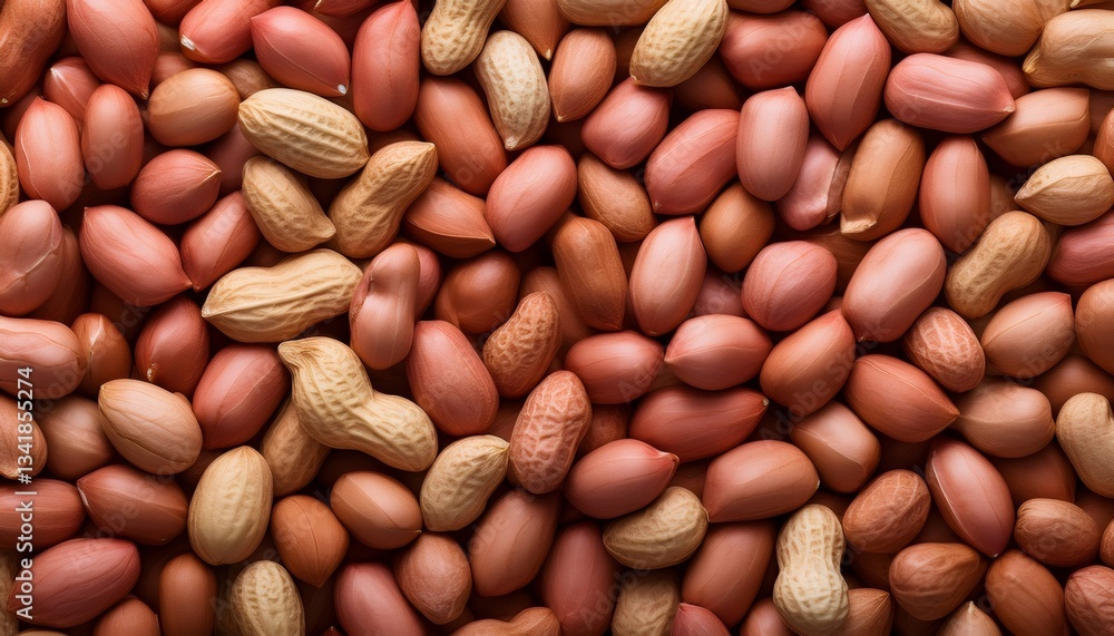 Poster shelled and unshelled peanuts filling the frame creating a textured background