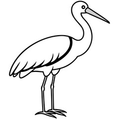 Elegant Stork Outline Illustration
