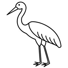Elegant Stork Outline Illustration