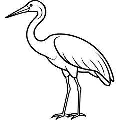 Elegant Stork Outline Illustration