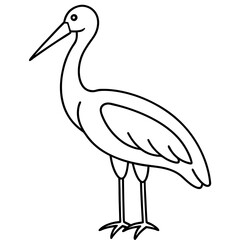 Elegant Stork Outline Illustration