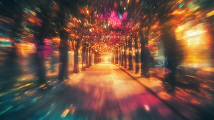 Vibrant Surreal Pathway through Autumn Colors